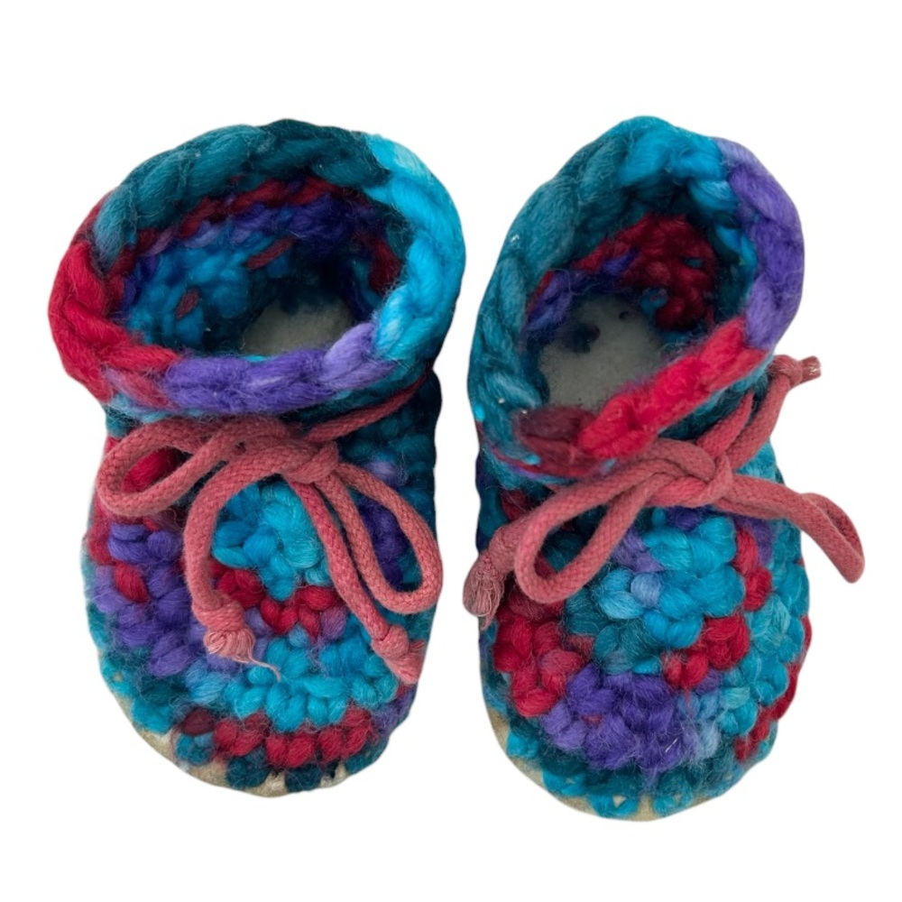 Padraig Kids Slippers Red Mult Vibrant Knit Slippers